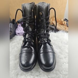 Sorel Emelie™ Genuine Waterproof Leather Conquest Combat Style Boot Women's 10